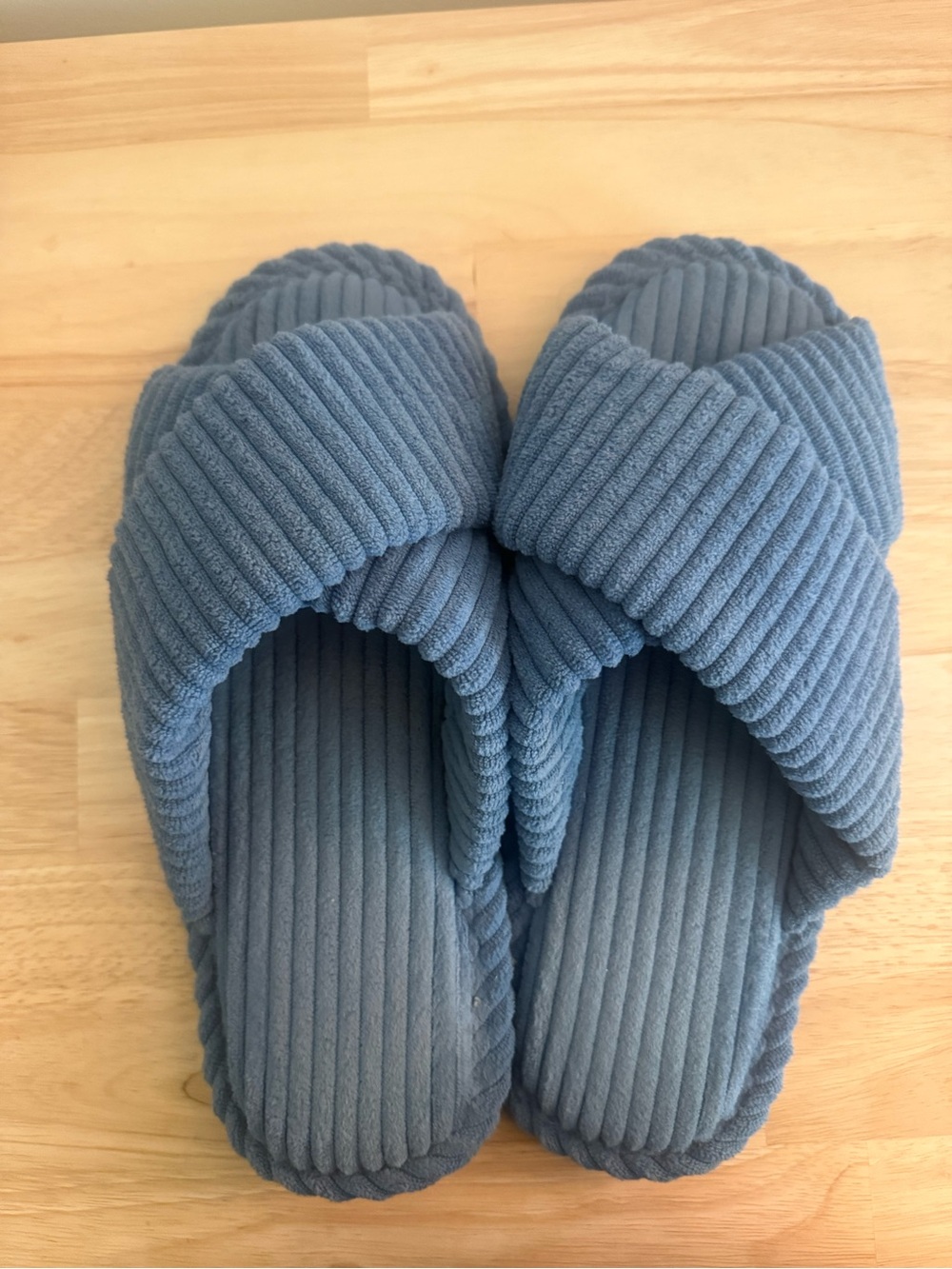 Women's Ribbed Cross-Band Slide Slippers - Blue